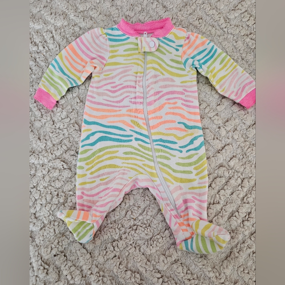 Garanimals Pink and Orange Footies with Wavy Stripes